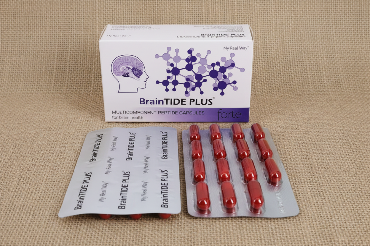 Maisto papildas smegenims BrainTIDE PLUS forte su peptidais,30 kaps.