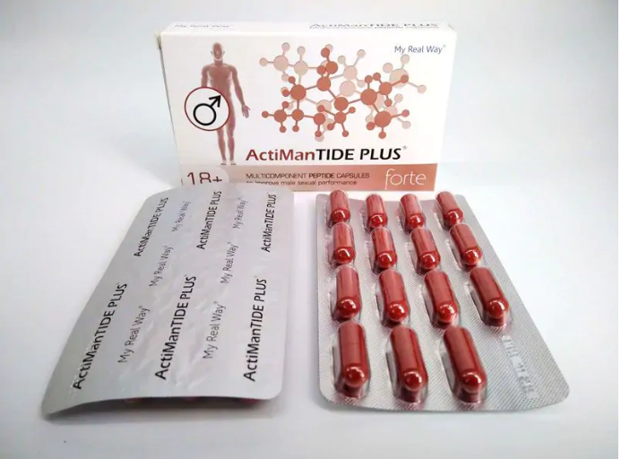 Maisto papildas vyrams ActiManTide Plus Forte 18+ su peptidais,30 kaps.