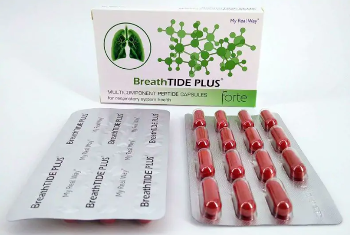 Maisto papildas kvėpavimo sistemai BreathTIDE PLUS Forte su peptidais,30 kaps