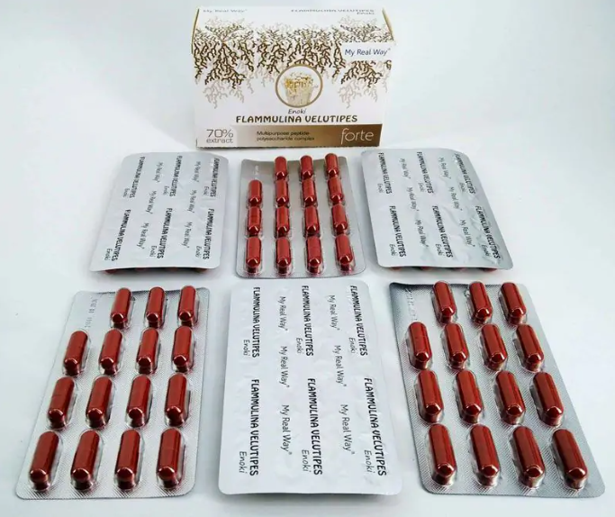 Enoki grybo ekstraktas (Flammulina velutipes) 70 % ,90 kaps.