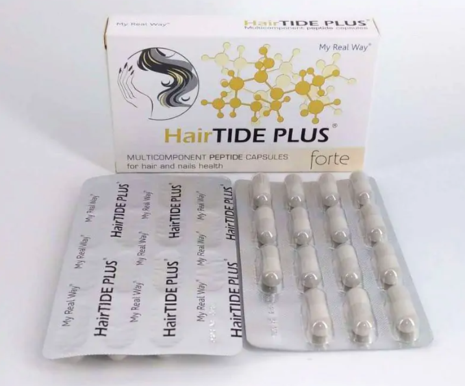 Maisto papildas plaukams ir nagams HairTIDE PLUS forte su peptidais,30 kaps.