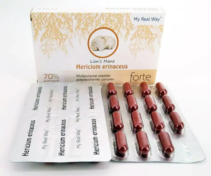 Liūto karčiai grybo ekstraktas (Hericium erinaceus) 70% , 30 kaps.