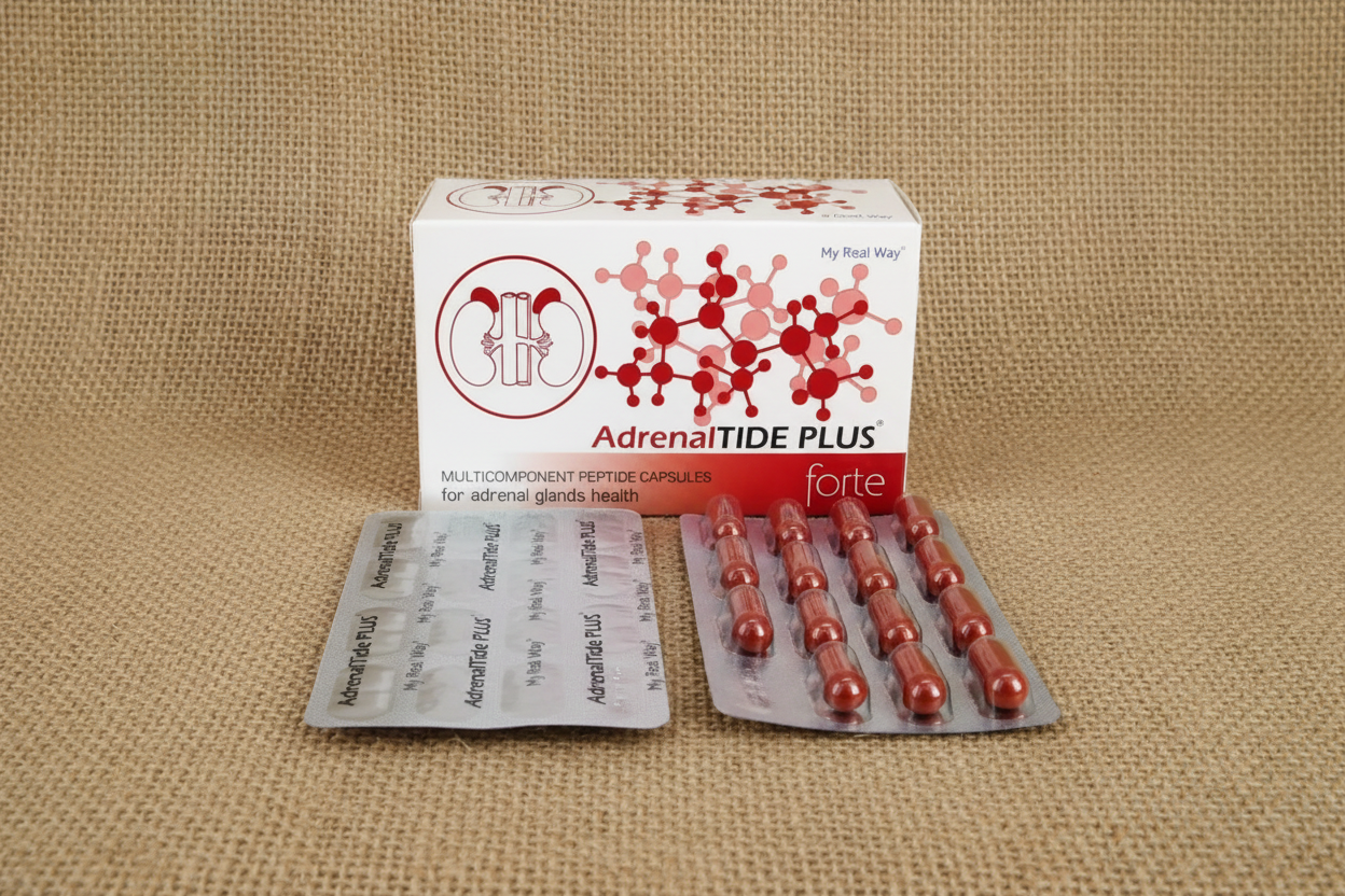 Maisto papildas antinksčiams AdrenalTIDE PLUS forte su peptidais,30 kaps.