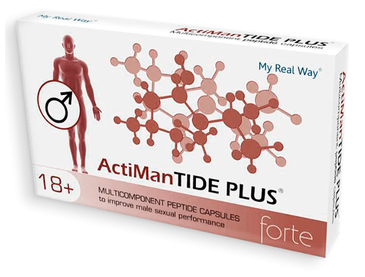 Maisto papildas vyrams ActiManTide Plus Forte 18+ su peptidais,30 kaps.