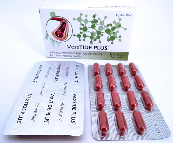 Maisto papildas kraujagyslėms VessTIDE PLUS forte su peptidais,30 kaps.