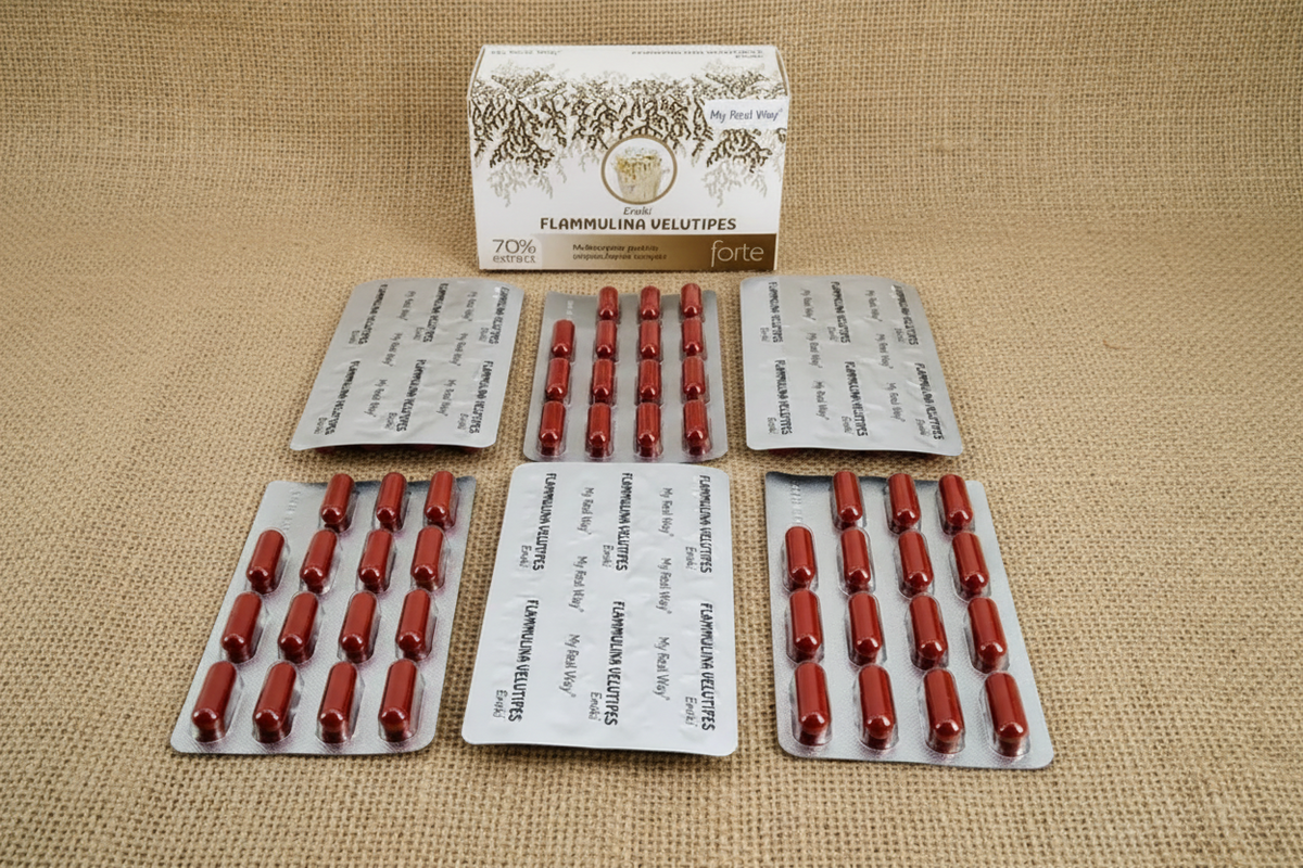 Enoki grybo ekstraktas (Flammulina velutipes) 70 % ,90 kaps.