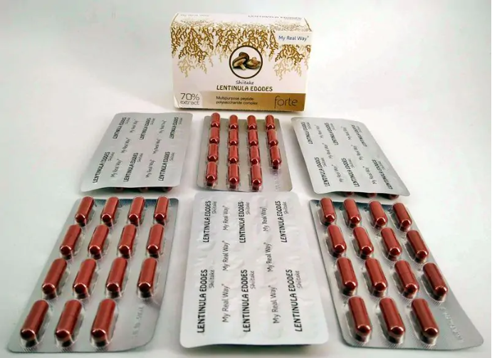 Šiitake grybų ekstraktas (Lentinula edodes Shiitake) 70% ,90 kaps