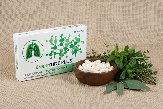 Maisto papildas kvėpavimo sistemai BreathTIDE PLUS Forte su peptidais,30 kaps