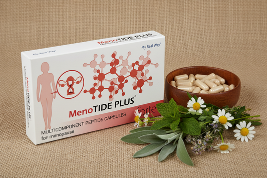 Maisto papildas menopauzei MenoTide Plus Forte su peptidais,30 kaps.