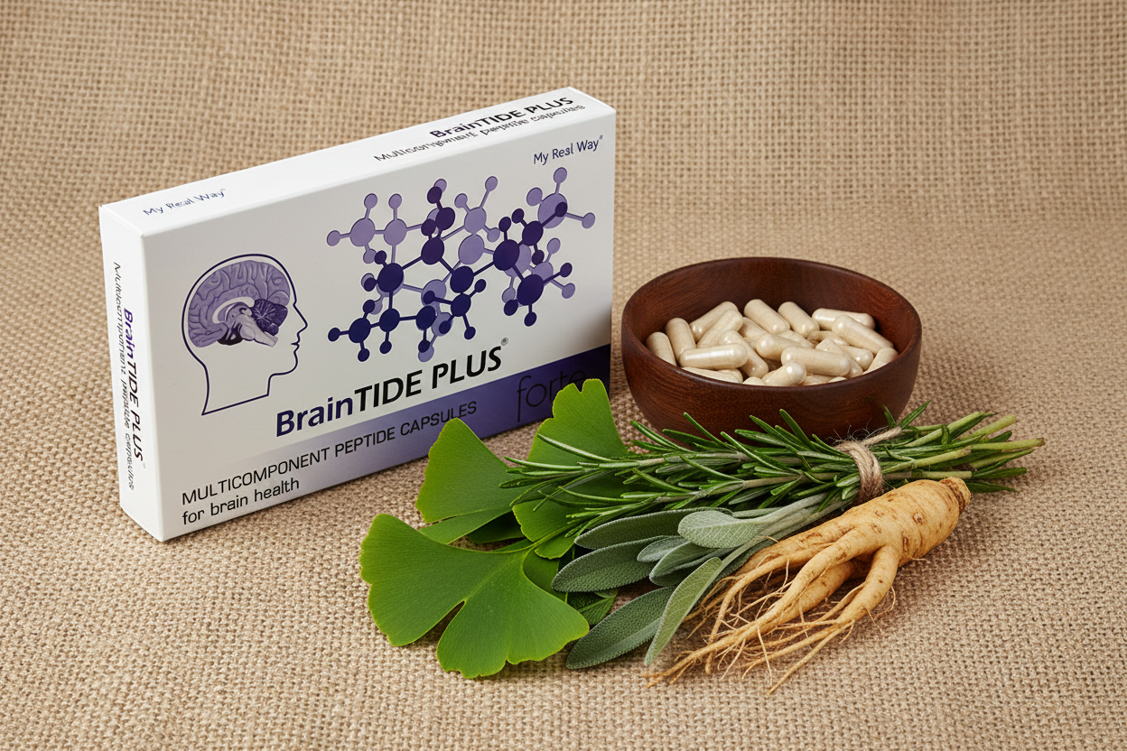 Maisto papildas smegenims BrainTIDE PLUS forte su peptidais,30 kaps.