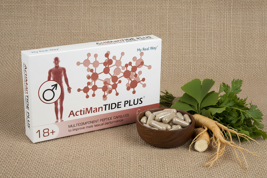 Maisto papildas vyrams ActiManTide Plus Forte 18+ su peptidais,30 kaps.